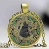 Glass Dome Pendant Black Cat Wicca Pendant Necklace