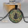 Glass Dome Pendant Black Cat Wicca Pendant Necklace