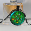Glass Cabochon Pendant Necklace Wicca Silver Necklace