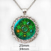 Glass Cabochon Pendant Necklace Wicca Silver Necklace