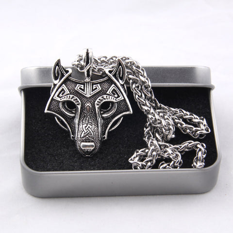 Norse Vikings Pendant Necklace Wolf Head