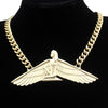 Vintage Egyptian Goddess Isis Ankh Wing Curb Chain Necklace