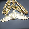 Vintage Egyptian Goddess Isis Ankh Wing Curb Chain Necklace