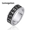 Lemegeton Wicca Black Engraving Norse Viking Rune  Handmade Ring