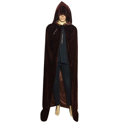 Gothic Hooded Velvet Cloak Wicca Robe Medieval Witchcraft Cape Halloween Costume S3
