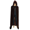 Gothic Hooded Velvet Cloak Wicca Robe Medieval Witchcraft Cape Halloween Costume S3