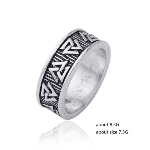 Lemegeton Wicca Black Engraving Geometrical Triangle Ring