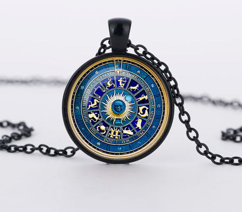 Vintage Blue Yin Yang Wicca Pendant Necklace
