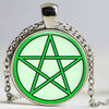 6 Pentagram Wicca Glass Pendant Necklace