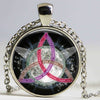 6 Pentagram Wicca Glass Pendant Necklace