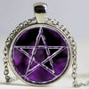 6 Pentagram Wicca Glass Pendant Necklace