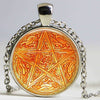 6 Pentagram Wicca Glass Pendant Necklace