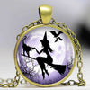 Witch Round Pendant Choker Silver Necklace