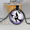 Witch Round Pendant Choker Silver Necklace