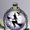 Witch Round Pendant Choker Silver Necklace