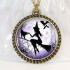 Witch Round Pendant Choker Silver Necklace