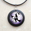 Witch Round Pendant Choker Silver Necklace