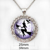 Witch Round Pendant Choker Silver Necklace