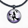 Witch Round Pendant Choker Silver Necklace