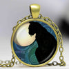 Wicca Cat Necklace Pentagram Pendant