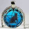 Wicca Cat Necklace Pentagram Pendant