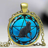 Wicca Cat Necklace Pentagram Pendant