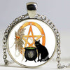 Wicca Cat Necklace Pentagram Pendant