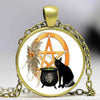 Wicca Cat Necklace Pentagram Pendant