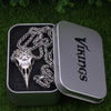 LANGHONG Nordic Vikings Vegvisir and Raven Skull Amulet Pendant Necklace