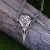 LANGHONG Nordic Vikings Vegvisir and Raven Skull Amulet Pendant Necklace