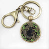 Glass Pendant Wicca Cat Cabochon Glass Silver Chain Necklace