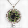 Glass Pendant Wicca Cat Cabochon Glass Silver Chain Necklace