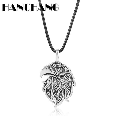 Norse Viking Crow Necklace Leather Cord