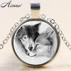 Bronze Black and White Wolf Pattern Glass Alloy Cabochon Two wolves design