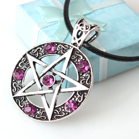 Pentagram Pendant Necklace Purple